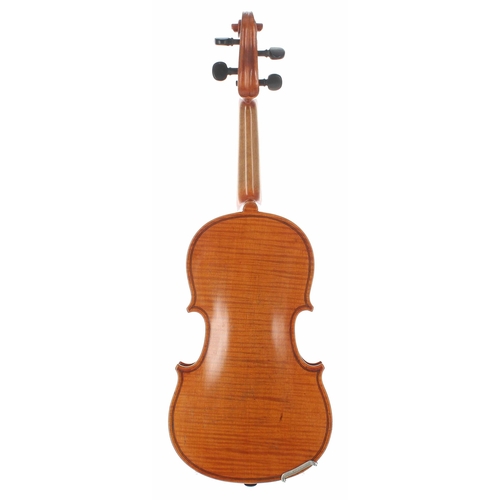 2455 - Good child's French violin by and labelled Grandjon Pere, 10 3/16