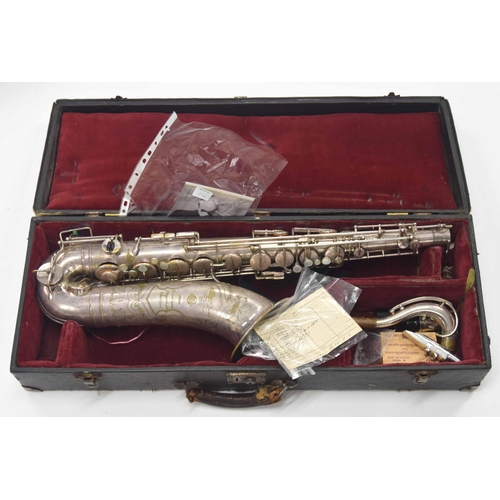 1824 - Selmer model 26 silver plated tenor saxophone inscribed H. Selmer 4, Place Dancourt, Paris, France, ... 