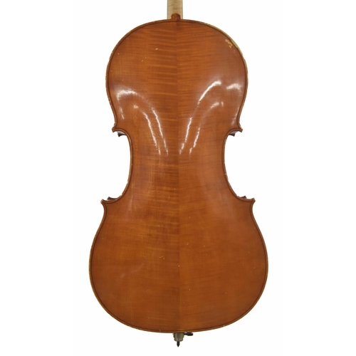 2505 - Contemporary violoncello labelled Collins 1987, the two piece back of faint medium curl with similar... 