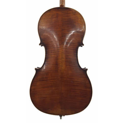 2506 - Good Dresden violoncello circa 1890, the two piece back of faint medium curl with similar wood to th... 