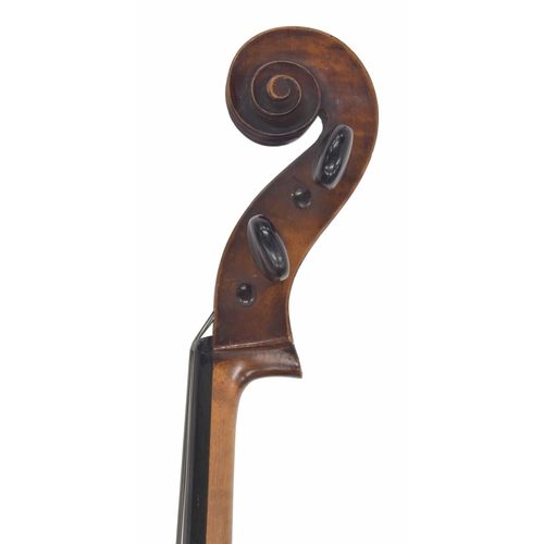 2506 - Good Dresden violoncello circa 1890, the two piece back of faint medium curl with similar wood to th... 