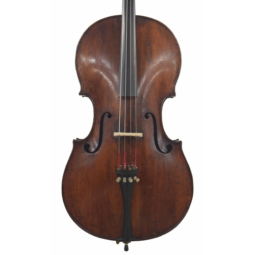 2511 - Good 18th century English violoncello by Joseph Merlin and stamped J. Merlin, London below the butto... 