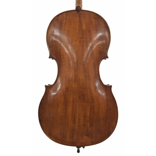 2511 - Good 18th century English violoncello by Joseph Merlin and stamped J. Merlin, London below the butto... 