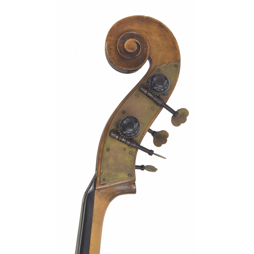 2516 - Early 20th century German double bass, back length 45.75