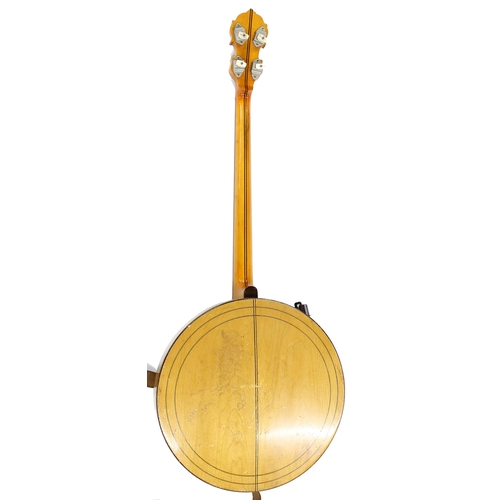 1592 - William Lange Paramount Style A banjo, with ebony and boxwood banded maple resonator, 11