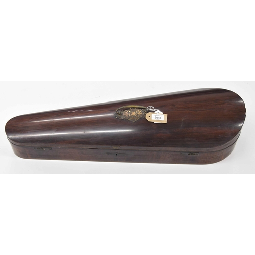 2047 - Good early 20th century rosewood fitted coffin shaped violin case by W.E. Hill & Sons, 38, New B... 