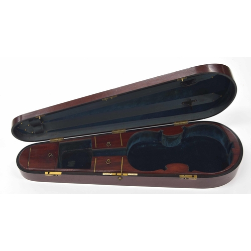 2048 - Good early 20th century mahogany fitted coffin shaped violin case by W.E. Hill & Sons, 38, New B... 