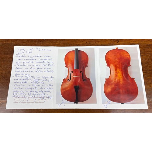 2510 - Good modern Italian violoncello by and labelled Dario Aguzzi in Vidigulfo, Anno 2016; also signed on... 