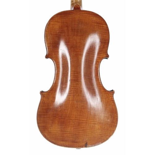 2424 - English viola labelled William Forster, the one piece back of fine curl with plainish wood to the si... 