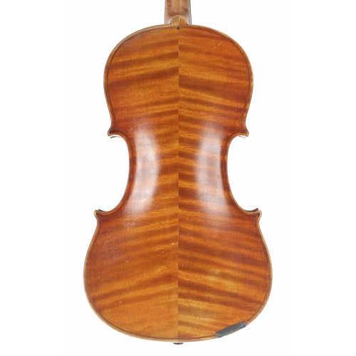 2426 - Interesting violin labelled Benardo Calcarnie, Cremona, Anno 1875 and signed on the label, the ... 