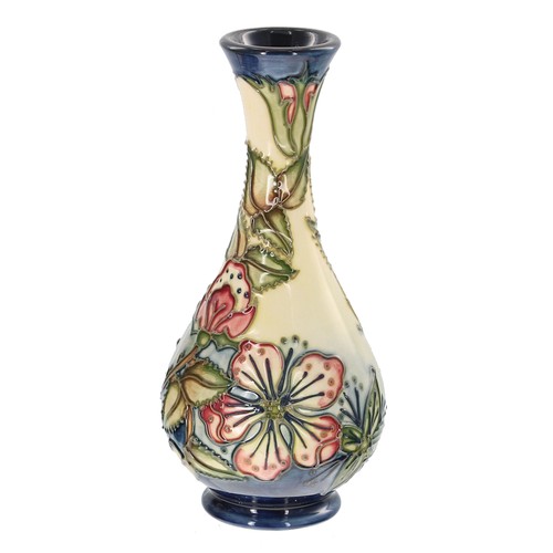 594 - Moorcroft Pottery 'Sweet Briar' slender bottle vase by Rachel Bishop, circa 1997, factory stamps, 6.... 