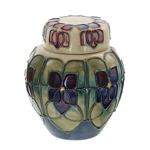 619 - Moorcroft Pottery 'Violets' ginger jar and cover, stamped factory marks to the base, 4.5