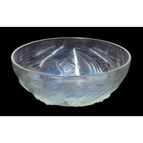 634 - René Lalique 'Ondines' opalescent glass bowl, signed, 8