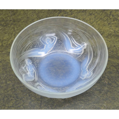 634 - René Lalique 'Ondines' opalescent glass bowl, signed, 8