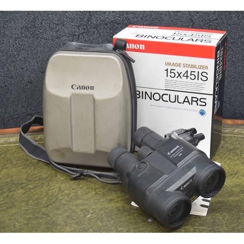 701 - Canon image stabiliser 15 x 45 IS binoculars, boxed with carry case and manual