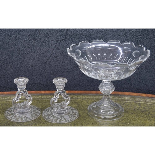 671 - 20th century cut glass pedestal dish, 10.5