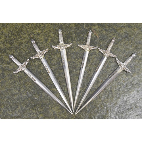 682 - Set of six silver sword cocktail sticks, maker James Dixon & Sons, Sheffield 3.5