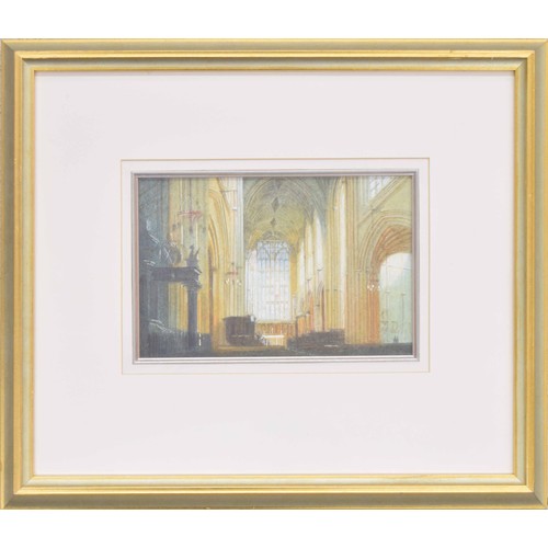 784 - Simon Hodges (20th/21st Century) - 'Bath Abbey Interior', signed, inscribed with the artist's name a... 