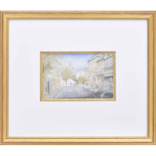 785 - Simon Hodges (20th/21st Century) - 'View Up Upper Church Street To St. Stephens, Bath', signed, insc... 