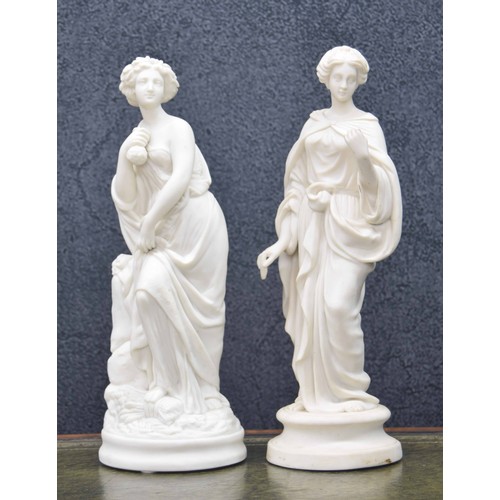 724 - Two similar Parian figures of Classically draped ladies, 14