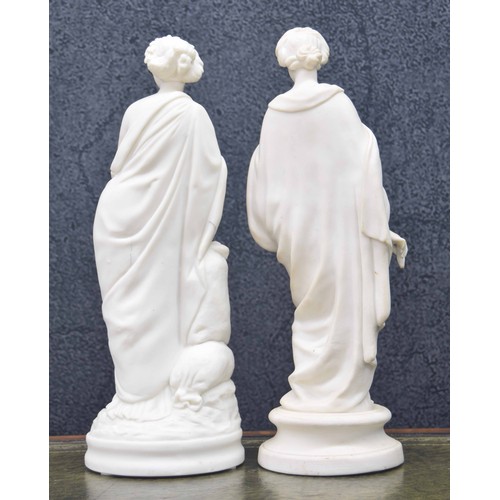 724 - Two similar Parian figures of Classically draped ladies, 14