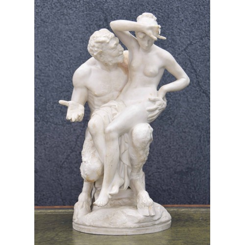 725 - 19th century bisque porcelain figural group of a Satyr Zeus and Antiope daughter of King Asopus, (lo... 