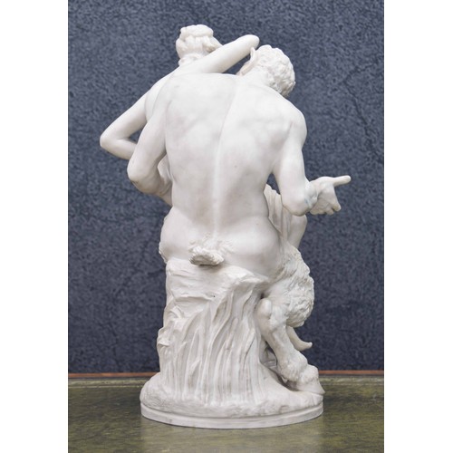 725 - 19th century bisque porcelain figural group of a Satyr Zeus and Antiope daughter of King Asopus, (lo... 