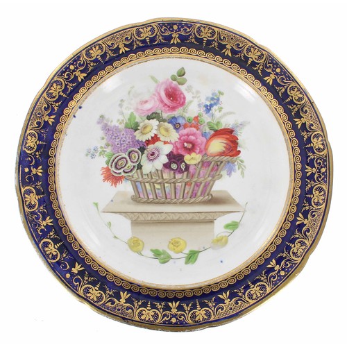 730 - Rare Swansea porcelain plate, an example from the Lysaght Service, early 19th Century, 9.5