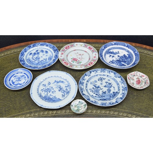 753 - Group of Chinese porcelain and pottery plates; to include 18th Century