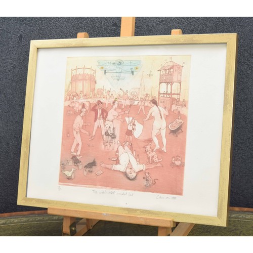 827 - Chris Orr MBE RA (born 1943) - 'The Well-Oiled Cricket Bat', limited edition etching, signed and dat... 