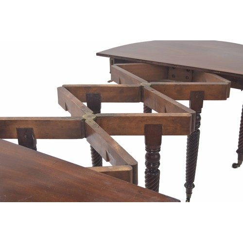 864 - Good 19th century mahogany D end dining table with a Wilkinson type concertina action, upon twist re... 