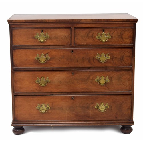 868 - 19th century mahogany chest of drawers, the plain top over two short and three long graduated drawer... 