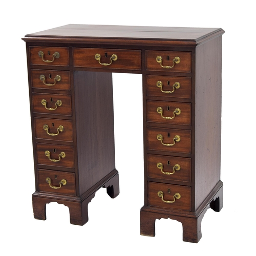 872 - Unusual Georgian tall mahogany pedestal estate desk, the moulded top over single kneehole freeze dra... 