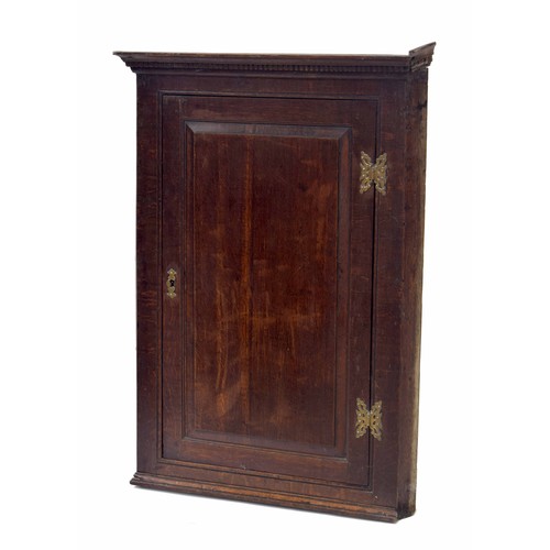 881 - Georgian oak hanging corner cupboard, 24 wide, 34