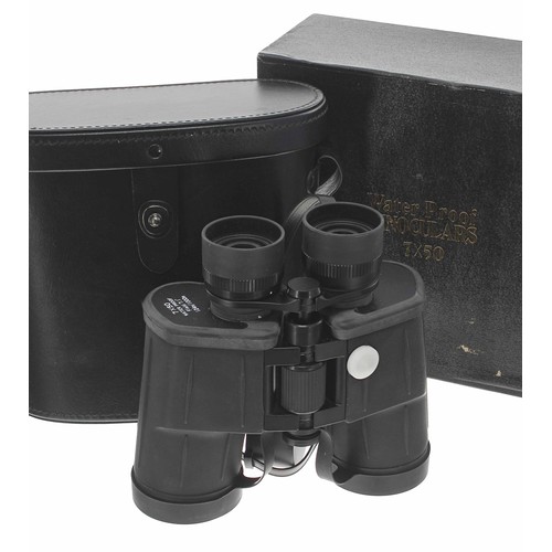 702 - Pair of Japanese 7x50 Waterproof Field 7.1 binoculars, 124m/1000m, numbered J22414, with a leather c... 