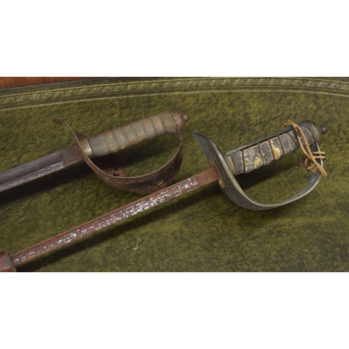 678 - 1897 pattern Infantry Officers sword with leather scabbard; also a Victorian 1895 pattern British In... 