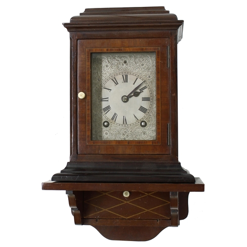 1708 - Small French mahogany two train hooded wall clock, the movement back plated stamped with the maker's... 