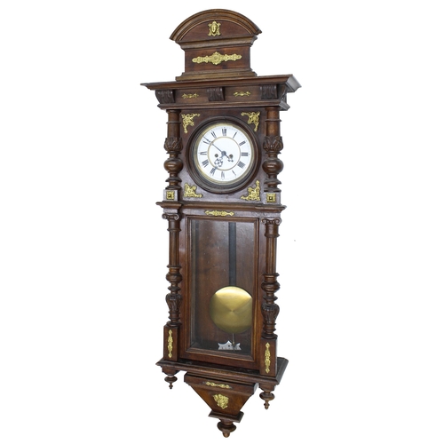 1732 - Gustav Becker walnut double weight Vienna regulator wall clock, the 6.5