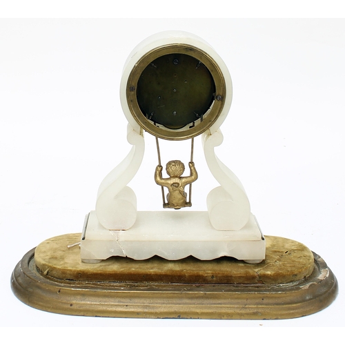 2311 - French alabaster mantel clock timepiece in the manner of Farcot, the 3.25