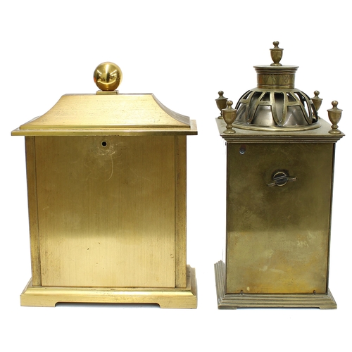 2327 - Small Japanese inspired French brass two train mantel clock, the Japy Freres movement with platform ... 