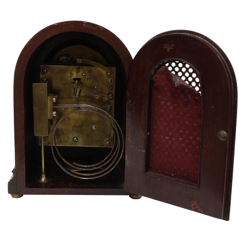 2527 - English small mahogany ting tang mantel clock striking on two gongs, the 3.5