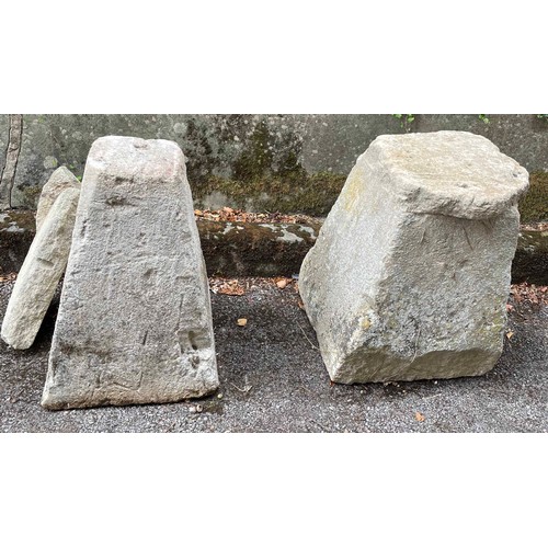 844 - Two weathered staddle stones, with mushroom tops, tallest complete 25