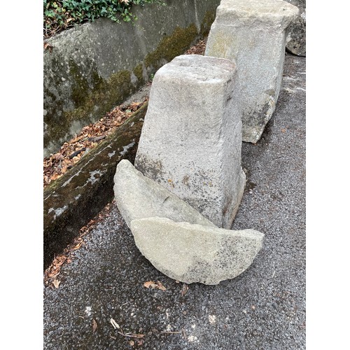 844 - Two weathered staddle stones, with mushroom tops, tallest complete 25