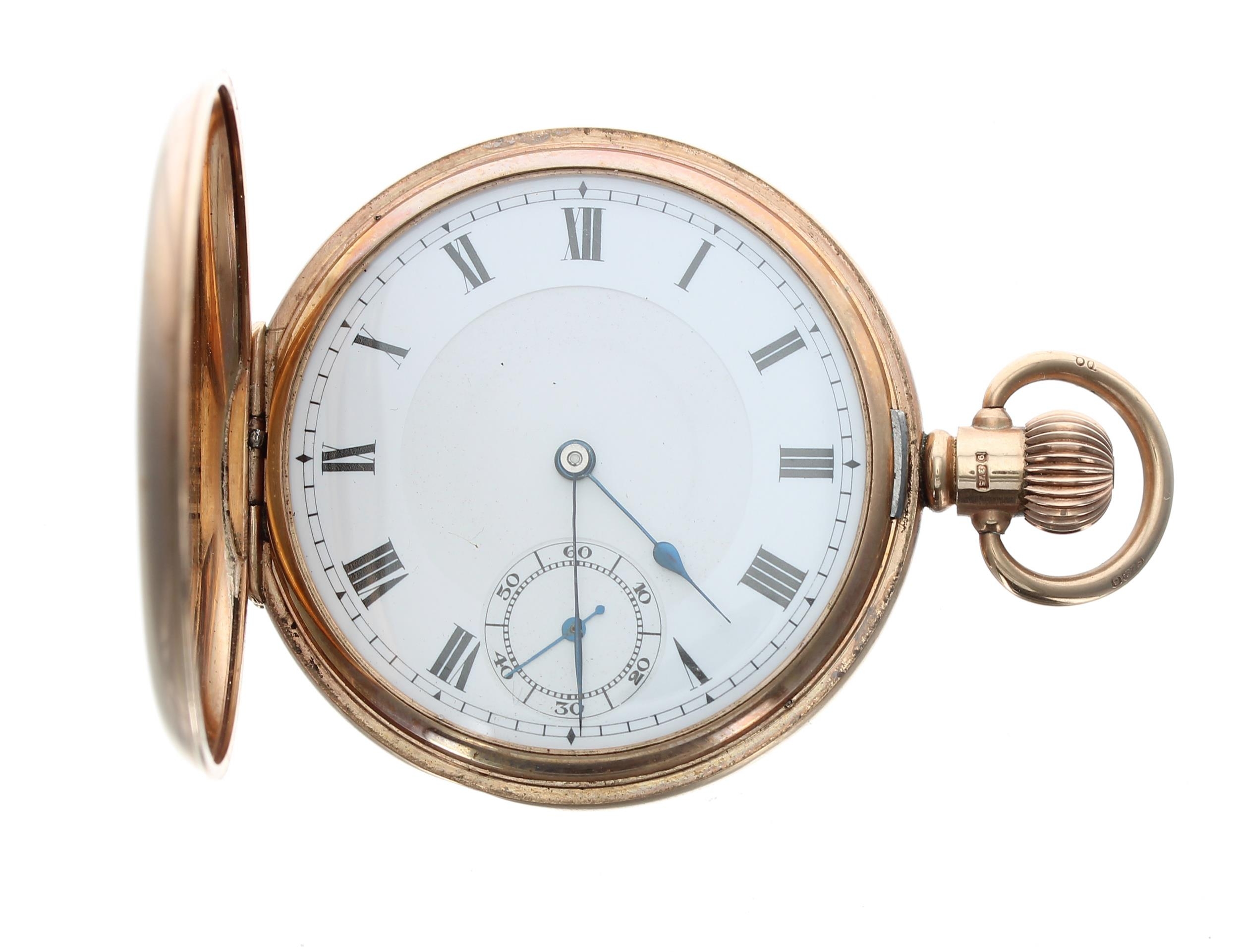 Marvin 9ct half hunter lever pocket watch signed 17 jewel 4 Adjs