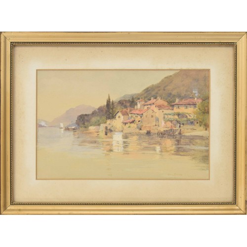 782 - Wilfred Williams Ball (1853-1917) - Continental village at the side of the lake, signed, pencil and ... 