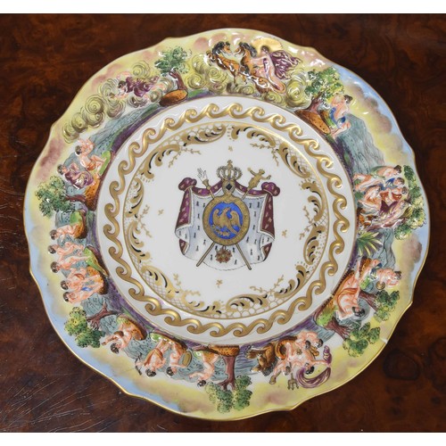 717 - Minton's 19th century dessert service, decorated with floral sprays within gilt highlighted scrollin... 