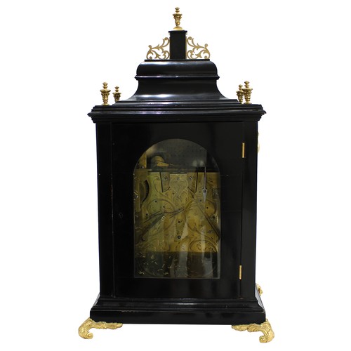 1344 - Fine English ebonised and ormolu mounted triple fusee verge bracket clock, the 6.75