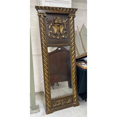 884 - Good large decorative 19th century gilt pier glass wall mirror, 30