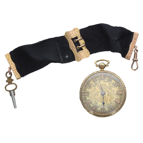 283 - Small early Victorian 18ct verge pocket watch, London 1839, unsigned fusee movement, no. 20818, with... 