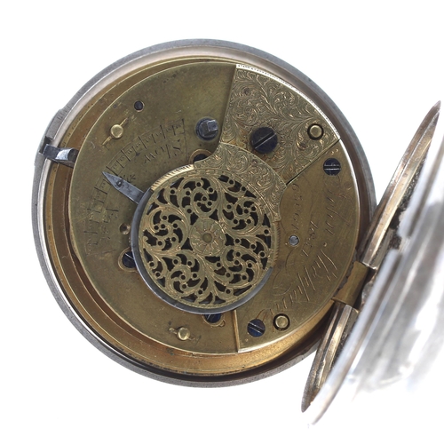 342 - Victorian silver verge pair cased pocket watch, London 1849, the fusee movement signed John Sheppard... 